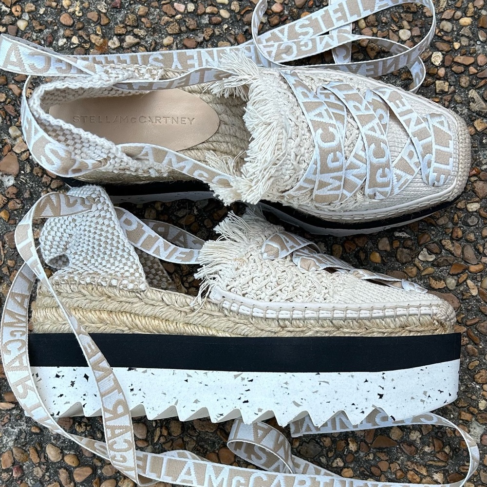 Stella McCartney Gaia Logo Strap Espadrille in Ecru White
